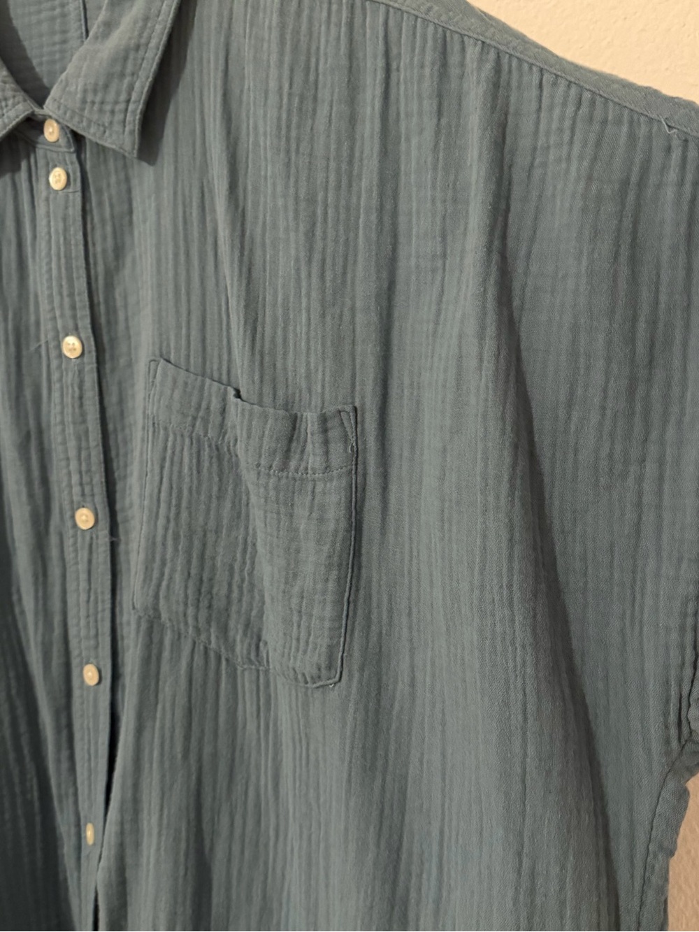 Madewell Lightspun Dolman-Sleeve Button-Up Teal Shirt - Summer
Breeze Size XXL - Picture 5 of 10